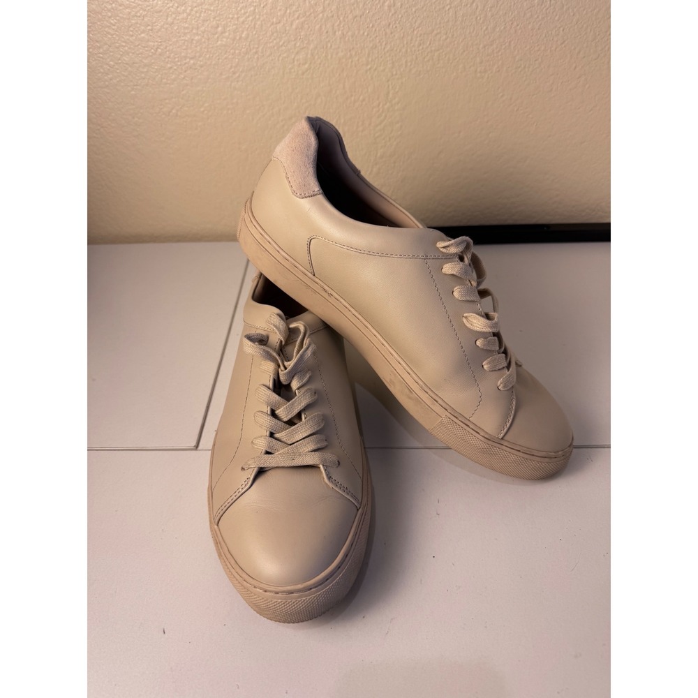 Nordstrom Jace Leather Lace Up Sneakers Men 9 Ivory Pristine Minimalist Casual